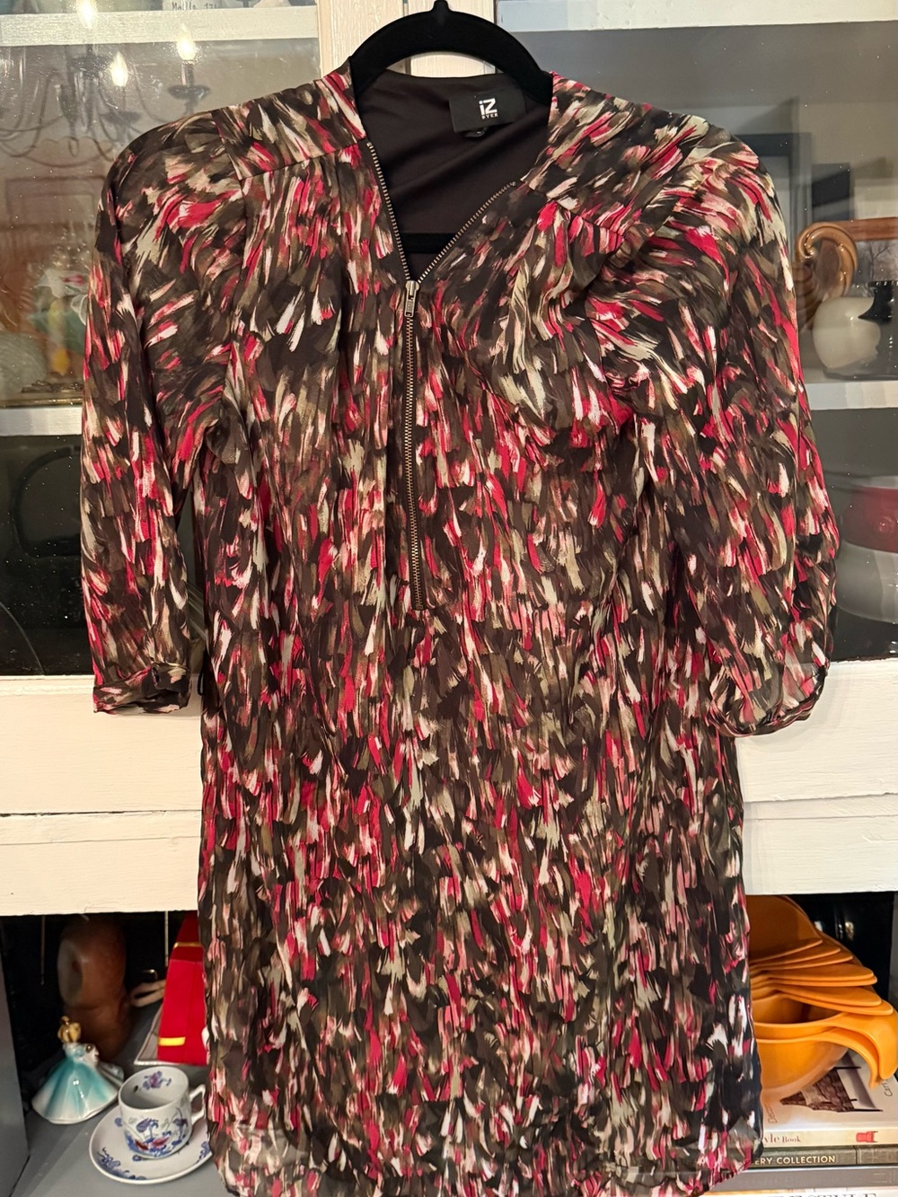 Iz Byer Black, Pink & White Printed Midi Dress